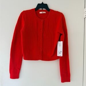 Alo Snuggle Up Cropped Cardigan in Bright Red